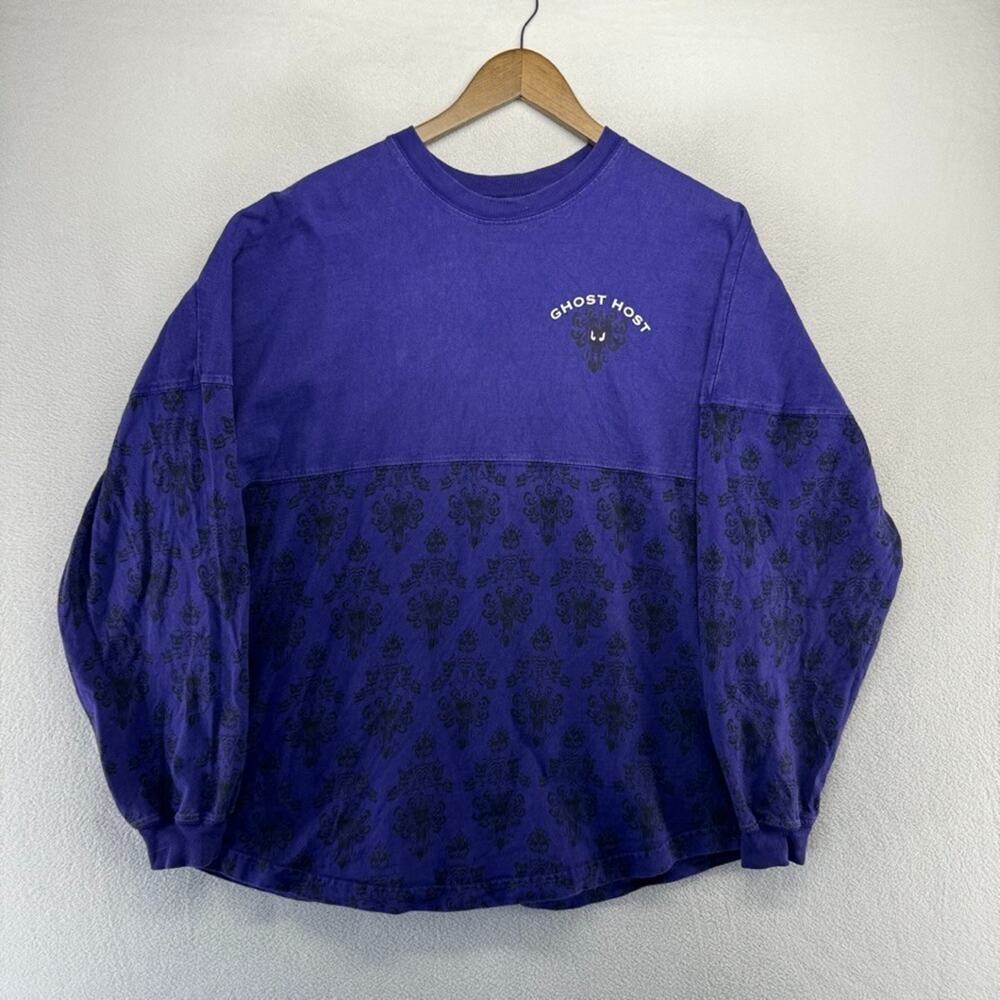 Disney Spirit Jersey Men's Medium Purple Haunted Mansion Ghost Host Spellout - Picture 2 of 11